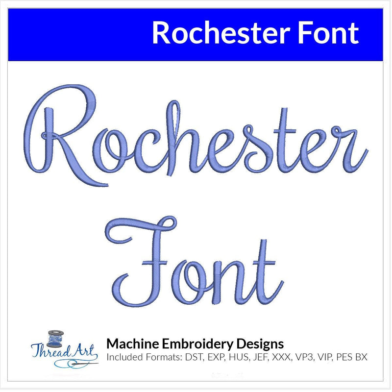 Rochester Font Machine Embroidery Design Set - Alphabet Letters Numbers BX Font - Download 9 Formats and 4 Sizes - Threadart.com