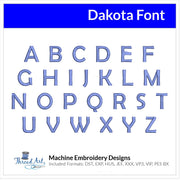 Dakota Font Machine Embroidery Design Set - Alphabet Letters Numbers BX Font - Download 9 Formats and 4 Sizes - Threadart.com
