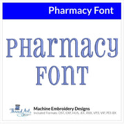 Pharmacy Font Machine Embroidery Design Set - Alphabet Letters Numbers BX Font - Download 9 Formats and 4 Sizes - Threadart.com