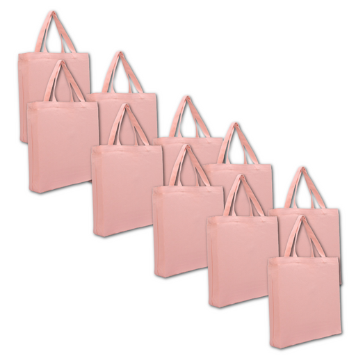 10 Pack of Blank Canvas Tote Bags - Coral Color - 14.5x17x3 - 100% Cotton - Threadart.com