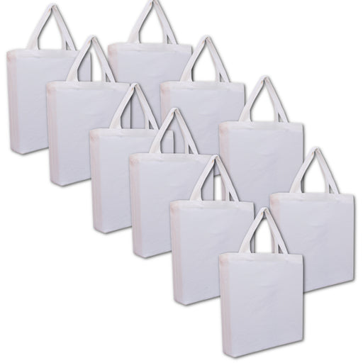 10 Pack of Blank Canvas Tote Bags - White Color - 14.5x17x3 - 100% Cotton - Threadart.com