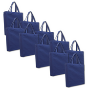 10 Pack of Blank Canvas Tote Bags - Navy Blue - 100% Cotton- 14.5x17x3 - Threadart.com
