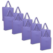 10 Pack of Blank Canvas Tote Bags - Periwinkle Blue - 100% Cotton- 14.5x17x3 - Threadart.com