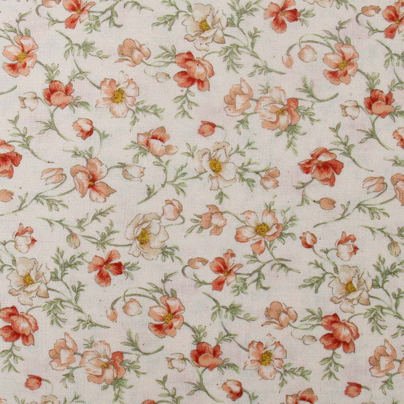 a repeating floral pattern with various shades of pink and white flowers and green leaves.