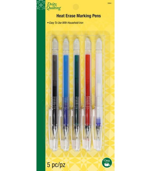 Dritz Heat Erase Marking Pens, 5 pc, Assorted Colors - Threadart.com