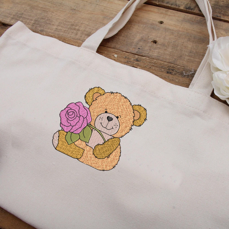 Adorable Valentine Bear with Flowers Machine Embroidery Design Instant Download - 3 Sizes - 8 Formats - ThreadArt - Threadart.com