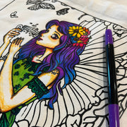 Color Your Own Tote Bag - Tea Fairy Design (Without Markers) - Threadart.com