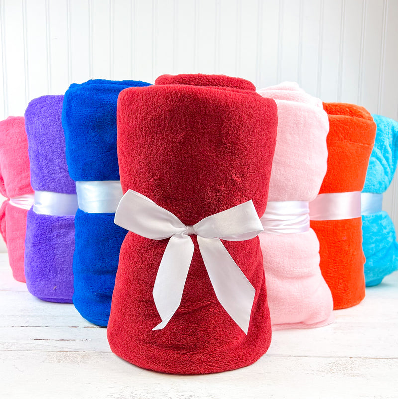 Pack of 3 Plush Fleece Blanket - Maroon - Threadart.com