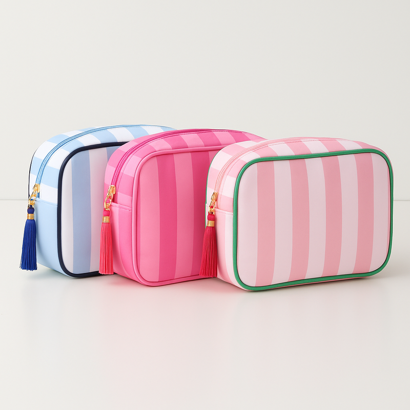 Personalized Striped Cosmetic Bags - Customized With Embroidery - Threadart.com