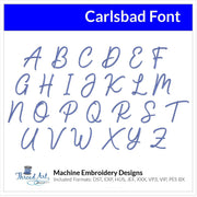 Carlsbad Font Machine Embroidery Design Set - Alphabet Letters Numbers BX Font - Download 9 Formats and 4 Sizes - Threadart.com