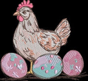 Easter Chicken With Eggs Embroidery Design Instant Download Cute - 3 Sizes - 8 Formats - ThreadArt - Threadart.com
