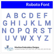 Roboto Font Machine Embroidery Design Set - Alphabet Letters Numbers BX Font - Download 9 Formats and 4 Sizes - Threadart.com