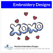 Valentine XOXO Sketch Machine Embroidery Design Instant Download - 5 Sizes - 8 Formats - ThreadArt - Threadart.com