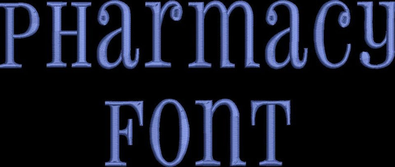 Pharmacy Font Machine Embroidery Design Set - Alphabet Letters Numbers BX Font - Download 9 Formats and 4 Sizes - Threadart.com