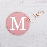 Personalized Initial Key Chain Bag Pendant - Pink, Ivory, or Black Circle For Travel, Bridesmaid Gift, Party Favor and More - Threadart.com