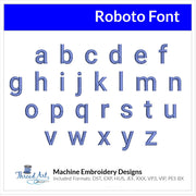 Roboto Font Machine Embroidery Design Set - Alphabet Letters Numbers BX Font - Download 9 Formats and 4 Sizes - Threadart.com