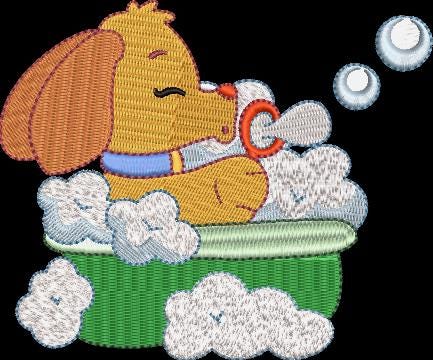 Puppy in Bubble Bath Embroidery Design Instant Download - 4 Sizes - 8 Formats - ThreadArt - Threadart.com