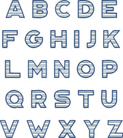 2 Color Striped Font Machine Embroidery Design Set - Monogramming Alphabet Letters BX Font - Download 9 Formats and 3 Sizes XL - Threadart.com