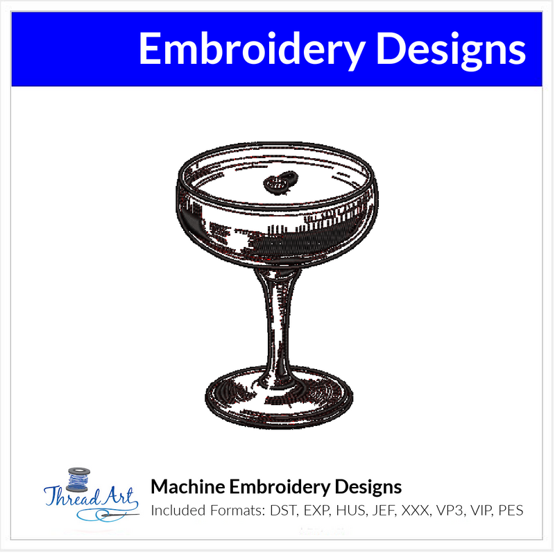 Expresso Martini Social Club Sketch Embroidery Design Instant Download - 3 Sizes - 8 Formats - ThreadArt - Threadart.com