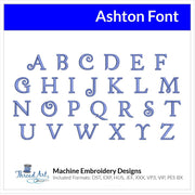 Ashton Font Machine Embroidery Design Set - Alphabet Letters Numbers BX Font - Download 9 Formats and 4 Sizes - Threadart.com