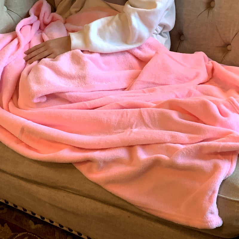 Pack of 3 Plush Fleece Blanket - Light Pink - Threadart.com