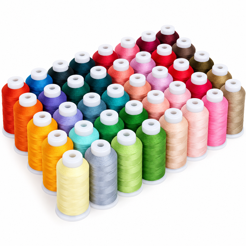 40 Colors Polyester Embroidery Thread Set-1000M Cones - Set D - Threadart.com