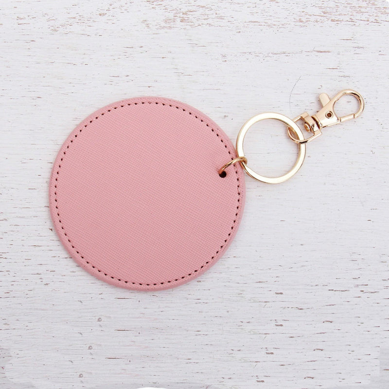 Personalized Initial Key Chain Bag Pendant - Pink, Ivory, or Black Circle For Travel, Bridesmaid Gift, Party Favor and More - Threadart.com