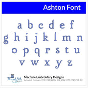 Ashton Font Machine Embroidery Design Set - Alphabet Letters Numbers BX Font - Download 9 Formats and 4 Sizes - Threadart.com