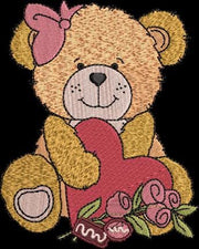 Valentine Teddy Bear with Heart Machine Embroidery Design Instant Download - 3 Sizes - 8 Formats - ThreadArt - Threadart.com