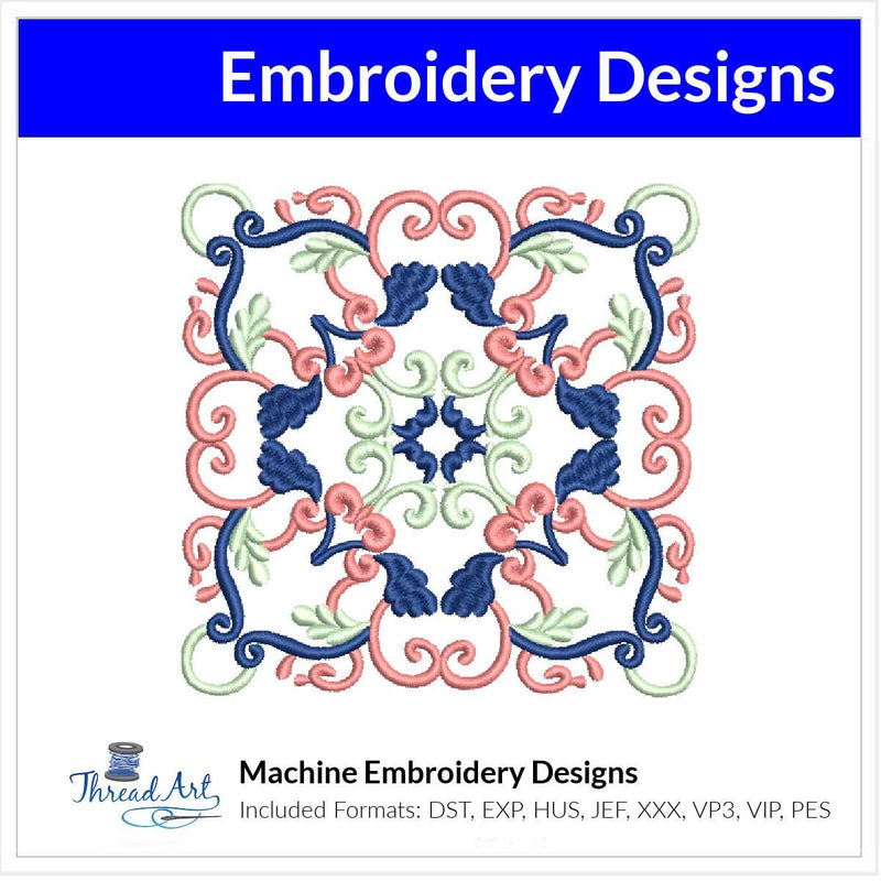 Ornate Decorative Square Machine Embroidery Design Instant Download - 4 Sizes - 8 Formats - ThreadArt - Threadart.com