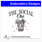 Mojito Social Club Sketch Embroidery Design Instant Download - 3 Sizes - 8 Formats - Threadart.com