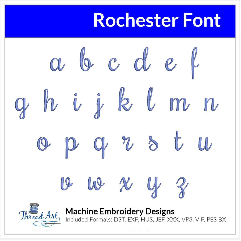 Rochester Font Machine Embroidery Design Set - Alphabet Letters Numbers BX Font - Download 9 Formats and 4 Sizes - Threadart.com