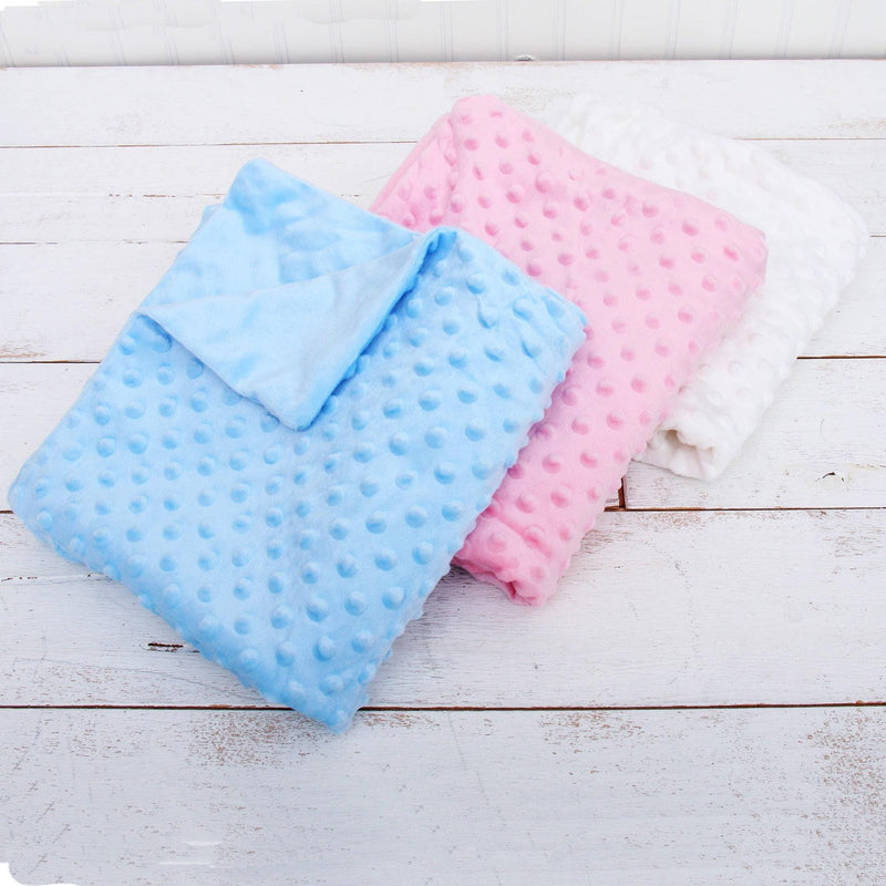 Personalized Soft Baby Blanket - Minky Ivory, Blue and Pink With Embroidery Name - Threadart.com