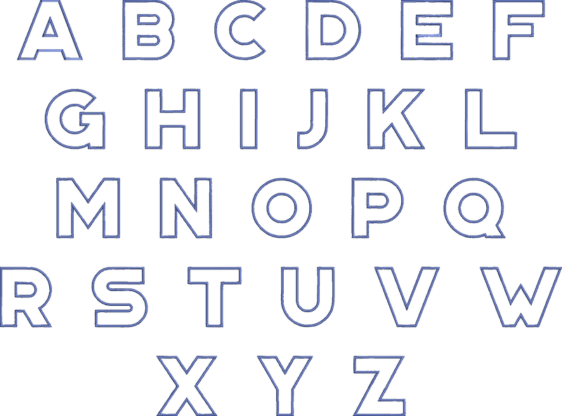 Fat Outline Font Machine Embroidery Design Set -  Monogramming Alphabet Letters BX Font - Download 9 Formats and 3 Sizes - Threadart.com