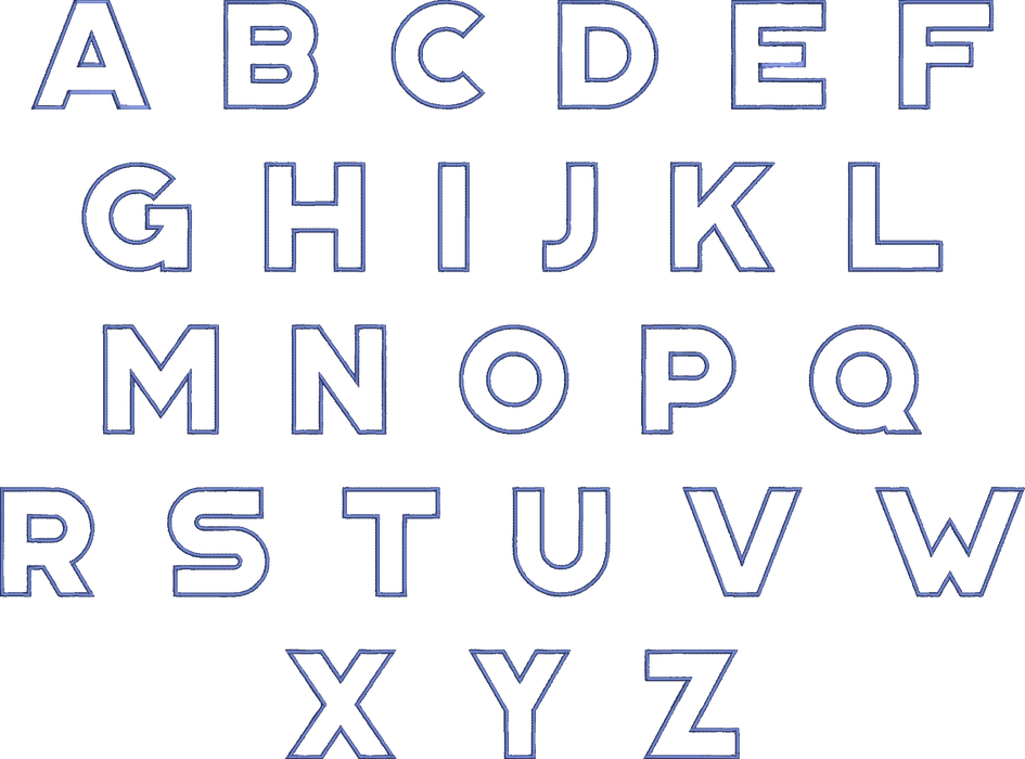 Fat Outline Font Machine Embroidery Design Set - Monogramming Alphabet ...