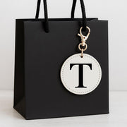 Personalized Initial Key Chain Bag Pendant - Pink, Ivory, or Black Circle For Travel, Bridesmaid Gift, Party Favor and More - Threadart.com