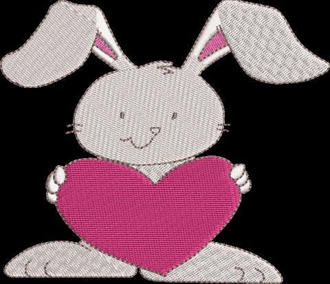 Valentine Bunny with Heart Machine Embroidery Design Instant Download - 5 Sizes - 8 Formats - ThreadArt - Threadart.com