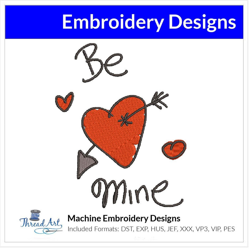Valentine Be Mine Sketch Machine Embroidery Design Instant Download - 5 Sizes - 8 Formats - ThreadArt - Threadart.com