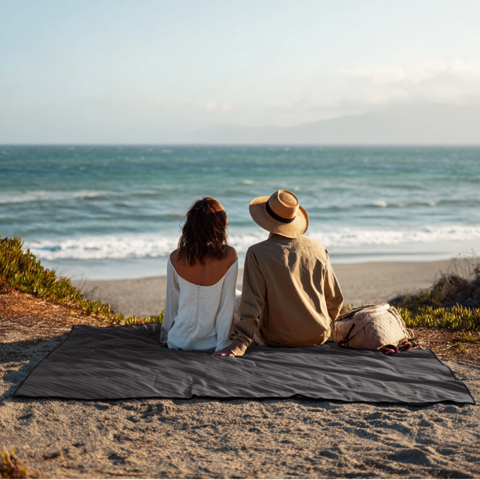 Pack of 3 Waterproof Picnic Blanket - 79"x55" - Black - Camping, Sports - Threadart.com