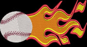 Flaming Baseball Machine Embroidery Design Instant Download - 4 Sizes - 8 Formats - ThreadArt - Threadart.com