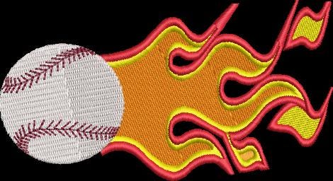 Flaming Baseball Machine Embroidery Design Instant Download - 4 Sizes - 8 Formats - ThreadArt - Threadart.com