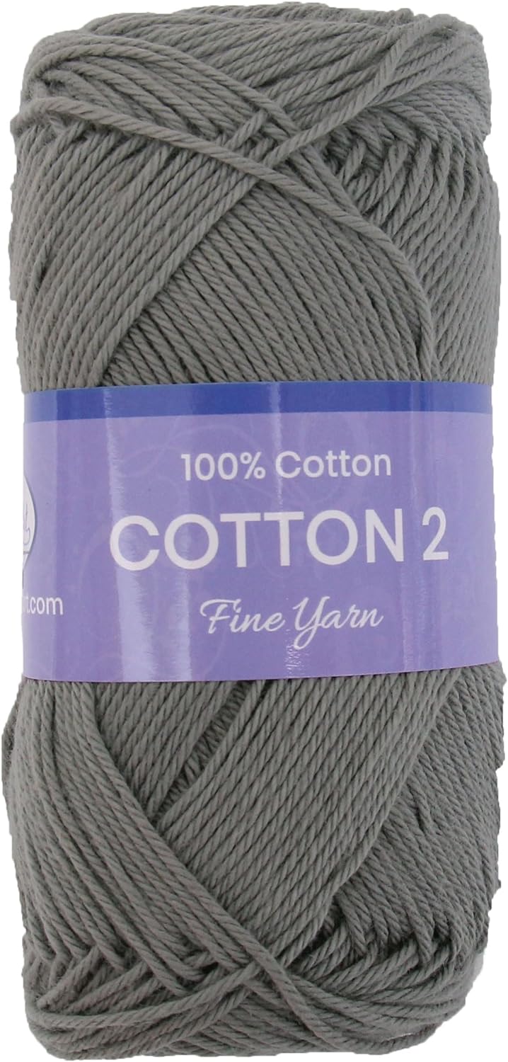 Crochet Cotton Yarn - Grey - #2 Sport Weight - 50 gram skeins - 165 yds - Threadart.com