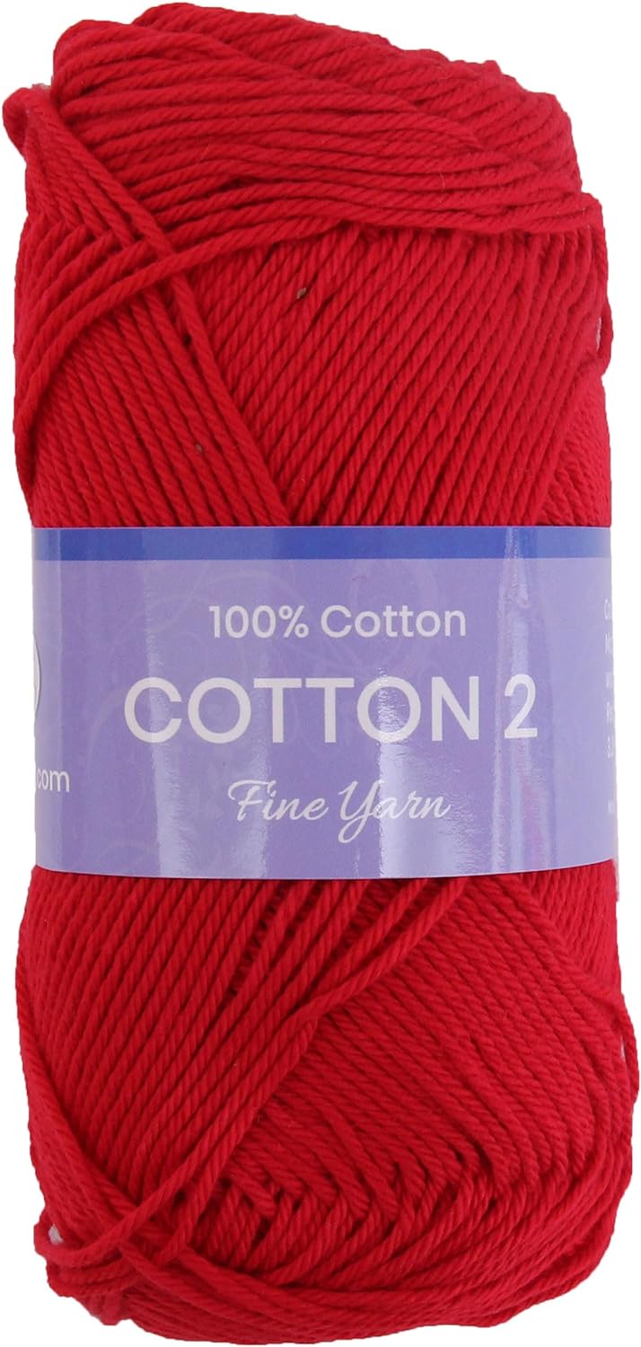 Crochet Cotton Yarn - Red - #2 Sport Weight - 50 gram skeins - 165 yds - Threadart.com