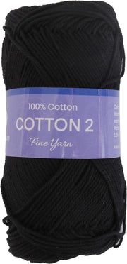 Crochet Cotton Yarn - Black - #2 Sport Weight - 50 gram skeins - 165 yds - Threadart.com