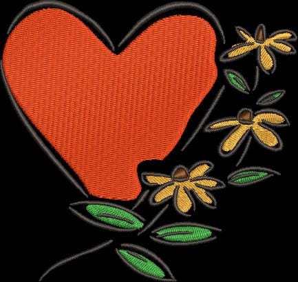 Valentine Heart Sketch with Flowers Machine Embroidery Design Instant Download - 4 Sizes - 8 Formats - ThreadArt - Threadart.com