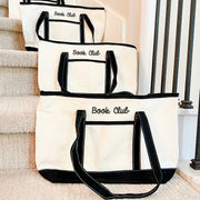 Large Natural Canvas Tote Bag With Tan Handles - 18.5"x11.5"x5.5" - Threadart.com