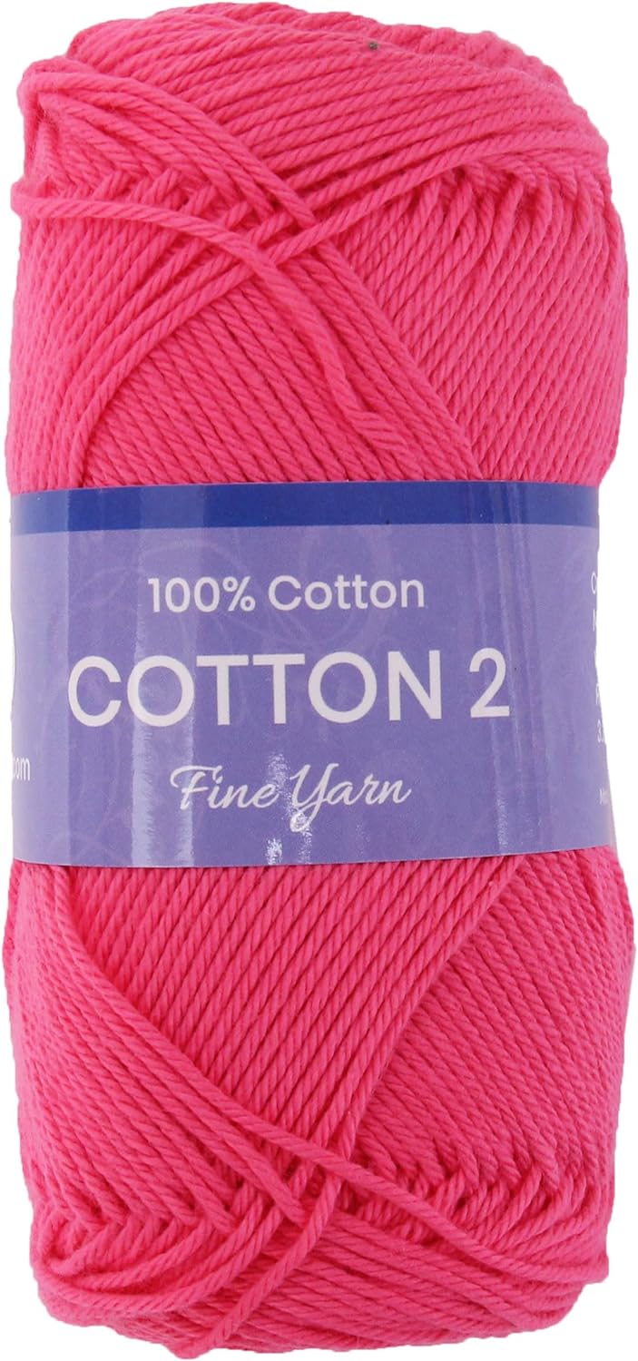 Crochet Cotton Yarn - Hot Pink - #2 Sport Weight - 50 gram skeins - 165 yds - Threadart.com