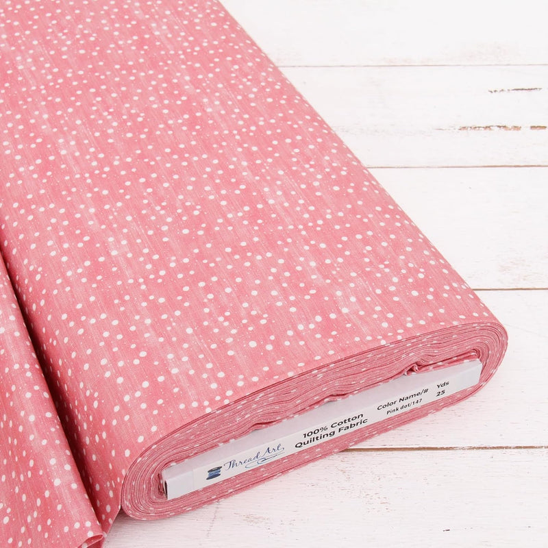 Premium Cotton Quilting Fabric Sold By The Yard - Vintage Threads Collection - Pink Dots - Threadart.com