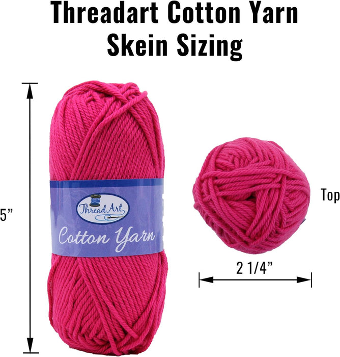 Crochet 100% Pure Cotton Yarn #2 Set - 4 Pack of Electric Pop Colors - Sport Weight - Threadart.com