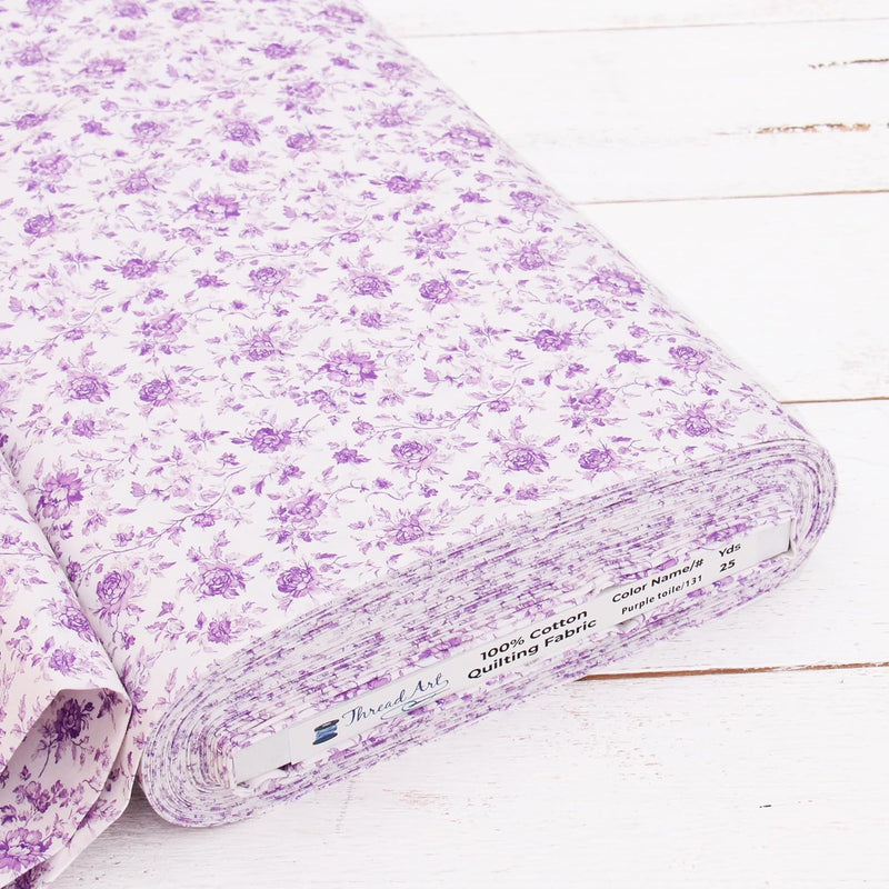 Premium Cotton Quilting Fabric Sold By The Yard - Vintage Threads Collection - Purple Toile